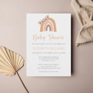 Boho Rainbow Pampas Grass Floral Pink Baby Dusche Einladung