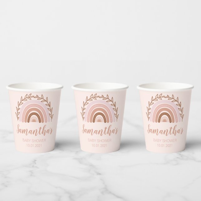 Boho Rainbow Paper Cups, Terracotta Dusty Pink Pappbecher (Multi)