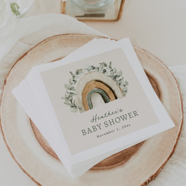 Boho Rainbow Paper Napkins Serviette (Boho Rainbow Table Decor Baby Shower Paper Napkins by Painted Paperie
)