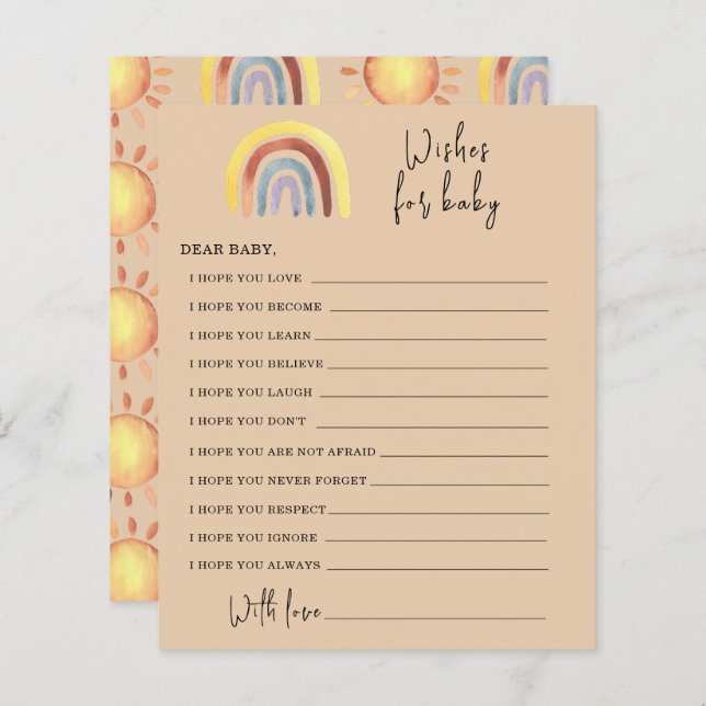 Boho Rainbow-Party | Babywünsche (Vorne/Hinten)