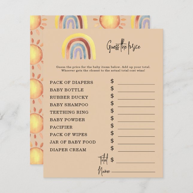 Boho Rainbow Party | Price Guess Game (Vorne/Hinten)