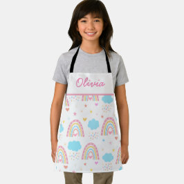 Boho rainbow pattern with clouds pastel Girls  Schürze