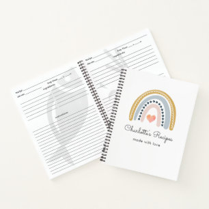 Boho Rainbow Personalisiert Recipe Notizbuch