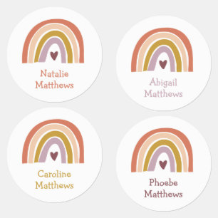 Boho Rainbow Pfirsichblütenname Eisen auf Bekleidu Etiketten