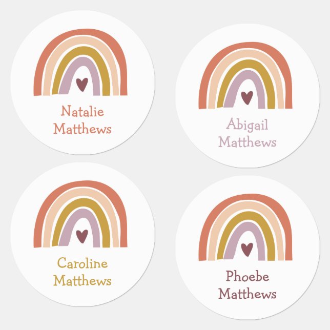 Boho Rainbow Pfirsichblütenname Eisen auf Bekleidu Etiketten (Gruppe)