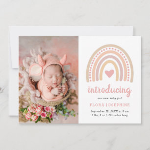 Boho Rainbow Pink Heart Foto Baby Girl Niedlich Bi Ankündigung
