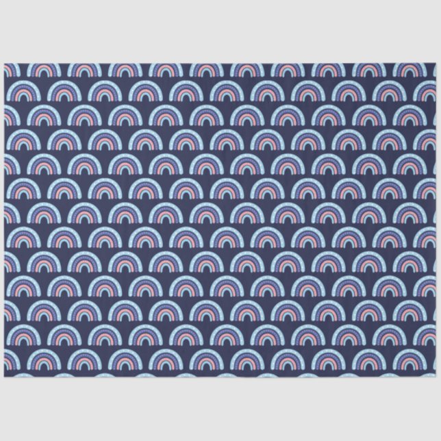 Boho Rainbow Pink und Navy Blue Seidenpapier (Vorderseite)