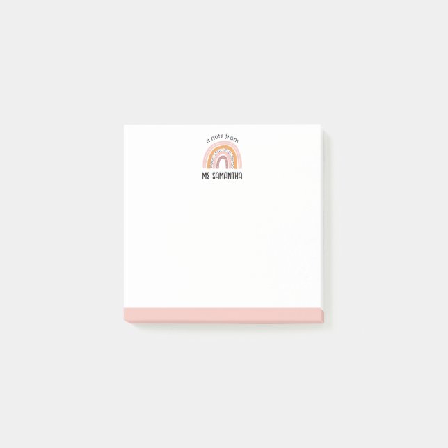 Boho Rainbow Post It Notes (rosa Creme Niedlich) Post-it Klebezettel (Vorderseite)