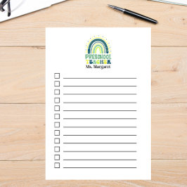 Boho Rainbow Preschool Lehrer grün blau Post-it Klebezettel