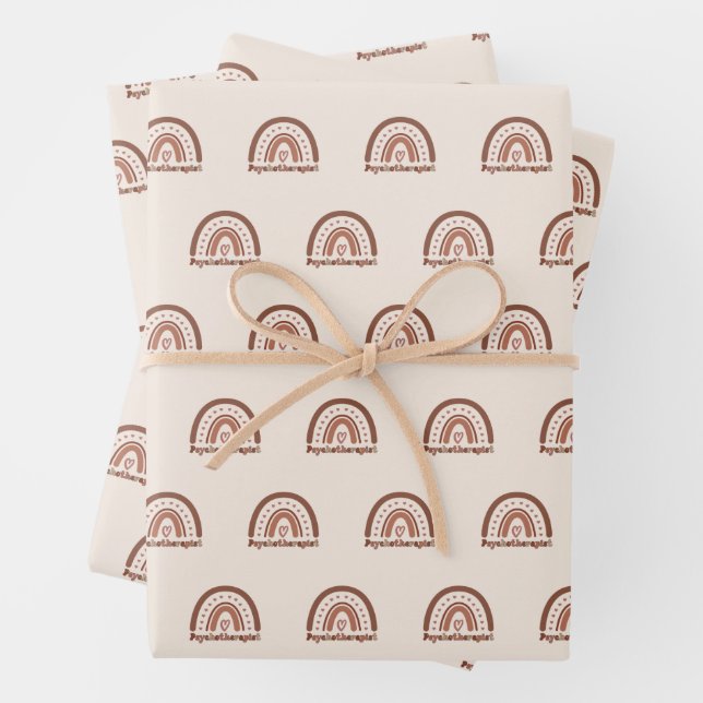 Boho Rainbow Psychotherapeut Geschenkpapier Set (Beispiel)