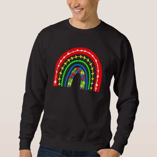 Boho Rainbow Puzzle Piece Autismus Awareness Autis Sweatshirt (Vorderseite)