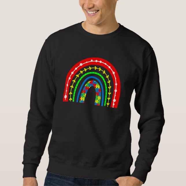 Boho Rainbow Puzzle Piece Autismus Awareness Autis Sweatshirt (Vorderseite)