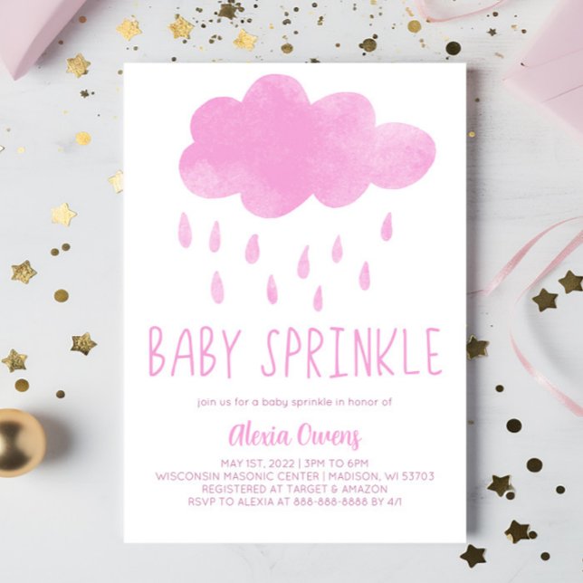 Boho Rainbow Rain Cloud Pink Baby Showküche Einladung (Von Creator hochgeladen)