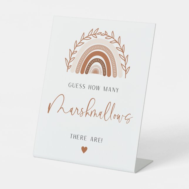 Boho Rainbow rät wie viele Marshmallows Game Sockelschild (Vorderseite)