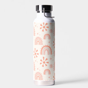Boho Rainbow Retro Summer Floral Pattern Trinkflasche