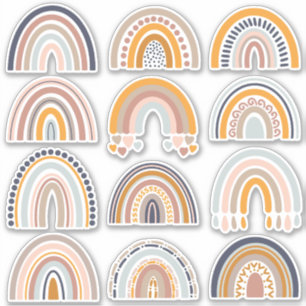 Boho Rainbow Rustic Scrapbook 12 Hübsch Stickers Aufkleber