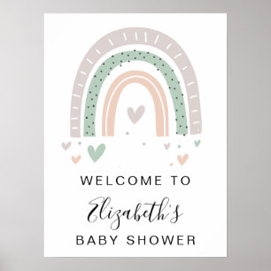 Boho Rainbow Sage Baby Dusche Willkommen Poster