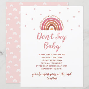 Boho Rainbow Say Baby Shower Game nicht