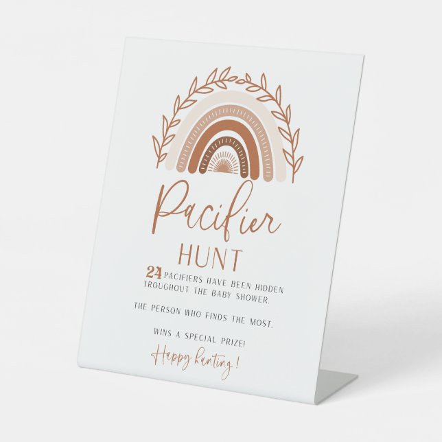 Boho Rainbow Schnuller Hunt Baby Duschzeichen Sockelschild (Vorderseite)