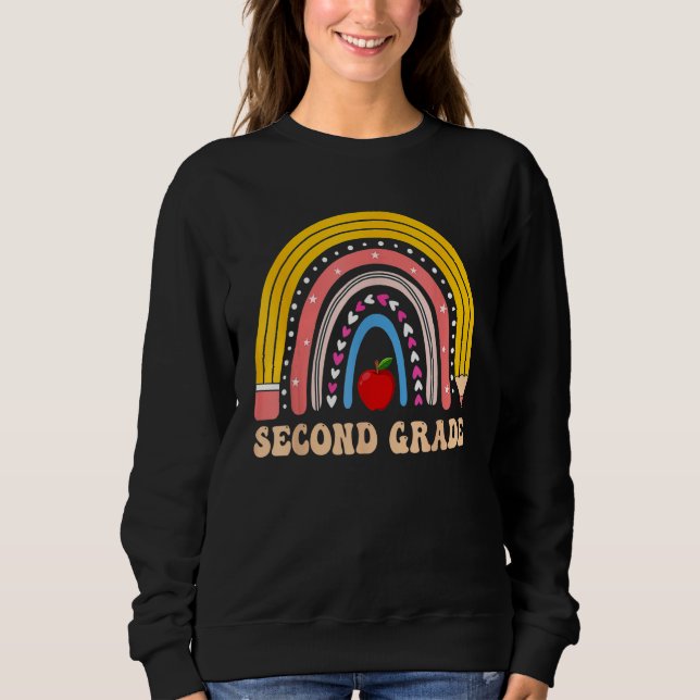 Boho Rainbow Second Grade Student Teacher Back To  Sweatshirt (Vorderseite)
