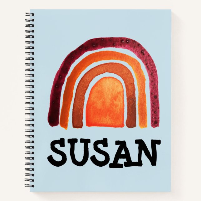 BOHO RAINBOW SPIRAL PERSONALISIERT NOTEBOOK NOTIZBUCH (Vorderseite)