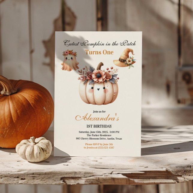 Boho Rainbow Spooky Erster Geburtstag Einladung (Von Creator hochgeladen)