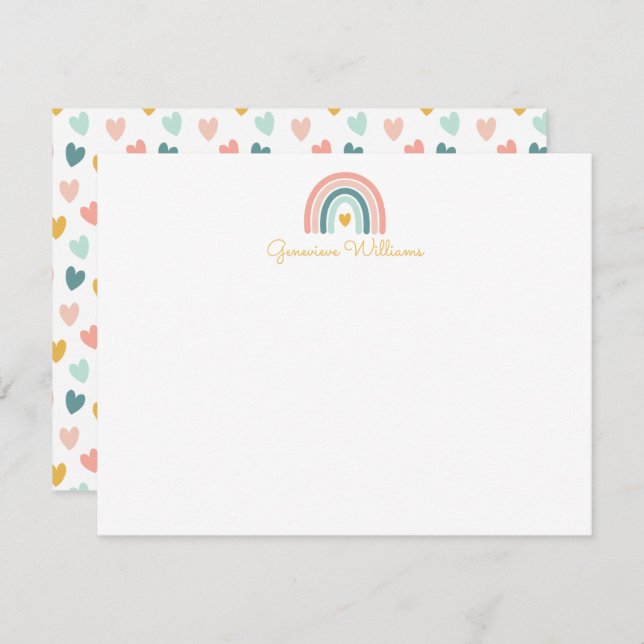 Boho Rainbow Stationery Note Card Mitteilungskarte (Vorne/Hinten)