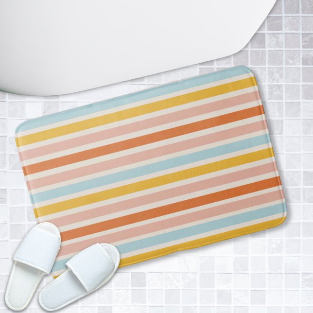 Boho Rainbow Stripe Rosa Rosa Gelbe Badematte (Boho Rainbow Stripe Pink Red Blue Yellow Bath Mat
)