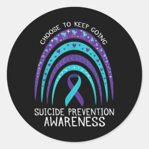 Boho Rainbow Suicide Awareness Mental Health Runder Aufkleber
