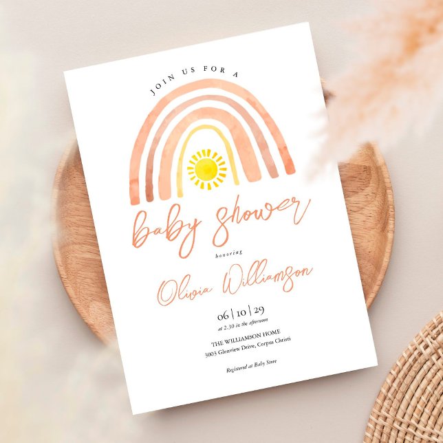 Boho Rainbow Sun Baby Shower Einladung (Von Creator hochgeladen)
