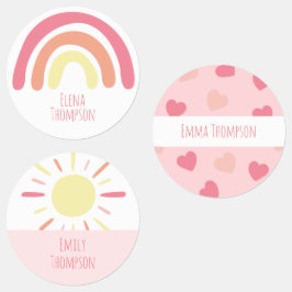 Boho Rainbow Sun School Daycare Labels Etiketten