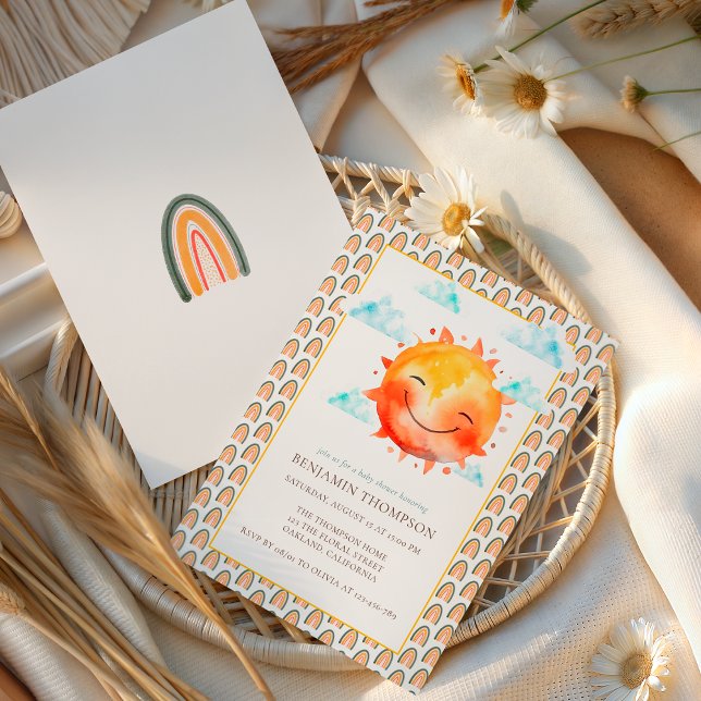 Boho Rainbow Sunshine Gender Neutral Baby Shower Einladung (Von Creator hochgeladen)