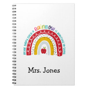 Boho Rainbow Teachers Notebook, Geschenk für Lehre Notizblock