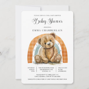 Boho Rainbow Teddy Bear Baby Shower Einladung