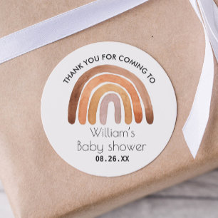 Boho Rainbow Thank You Baby Shower  Runder Aufkleber