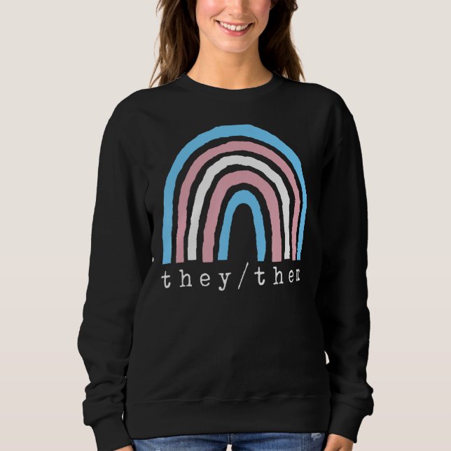 Boho Rainbow Trans Pronouns Sie sie Pride LBGTQI Sweatshirt (Vorderseite)