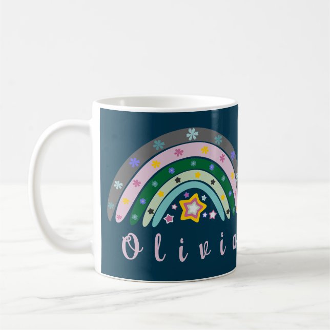 Boho Rainbow Trendy mit Personalisiertem Namen Kaffeetasse (Links)