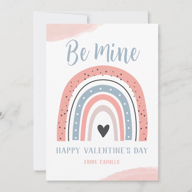 Boho Rainbow Valentines Card Feiertagskarte (Vorderseite)