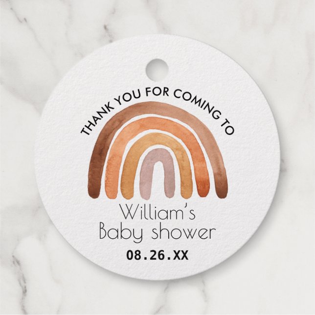 Boho Rainbow Vielen Dank Baby Shower Geschenkanhänger (Rückseite)