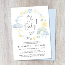 Boho Rainbow Watercolor Baby Boy Couples Dusche