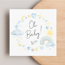 Boho Rainbow Watercolor Baby Boy Dusche Einladung