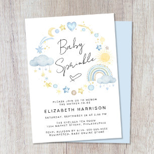 Boho Rainbow Watercolor Baby Boy Sprinkle Einladung