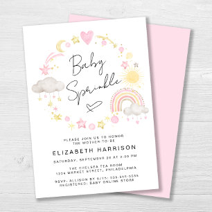 Boho Rainbow Watercolor Baby Girl Sprinkle Einladung