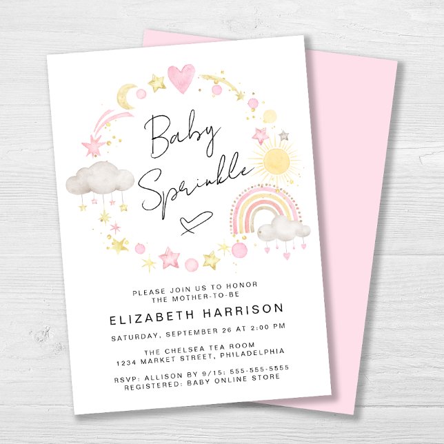 Boho Rainbow Watercolor Baby Girl Sprinkle Einladung (Von Creator hochgeladen)