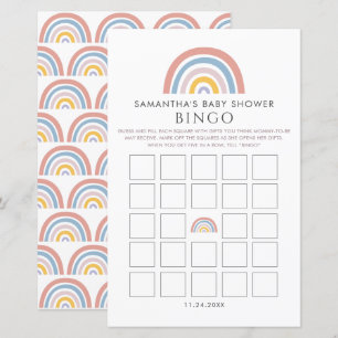 Boho Rainbow Watercolor Babydusche Bingo