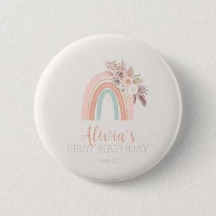 Boho Rainbow Watercolor Erster Geburtstag Button