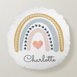 Boho Rainbow Watercolor-Kinderzimmer Rundes Kissen