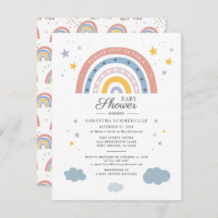 Boho Rainbow Watercolor Script Baby Dusche