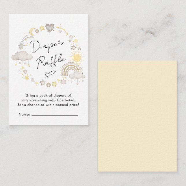 Boho Rainbow Watercolor Winaper Raffle Baby Dusche Begleitkarte (Vorne/Hinten)