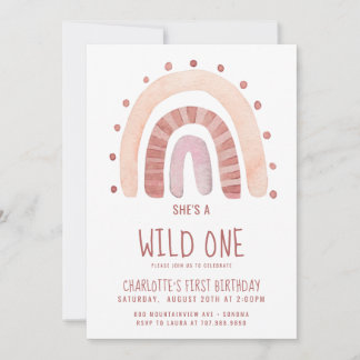 Boho Rainbow Wild One Geburtstag Einladung